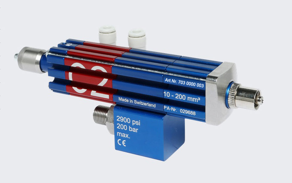 Das Abnox Dosierventil der Baugröße C2 ist für Dosiervolumen von 10mm³ bis 200mm³ geeignet. 