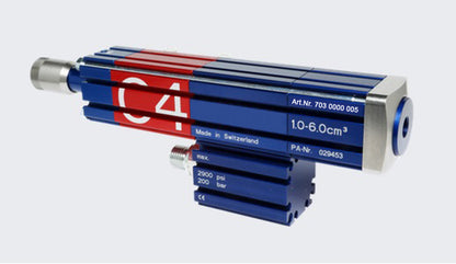 Das Abnox Dosierventil der Baugröße C3 ist für Dosiervolumen von 1,0 cm³ bis 6,0 cm³ geeignet. 