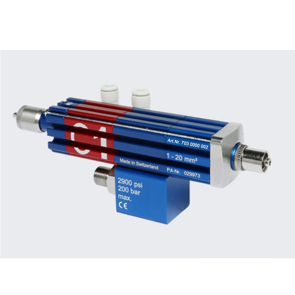 Das Abnox Dosierventil der Baugröße C1 ist für Dosiervolumen von 1mm³ bis 20 mm³ geeignet. 